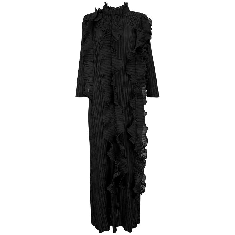 Slimming Light Luxury Design Solid Color Long Sleeve Classic Style Jumpsuit