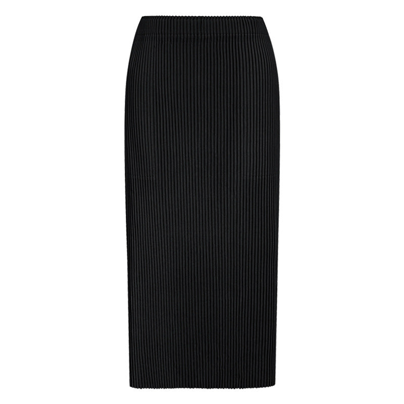 Waist Slit Office Lady Skirt Pure Color All-Matching Winter Solid Skirt Women