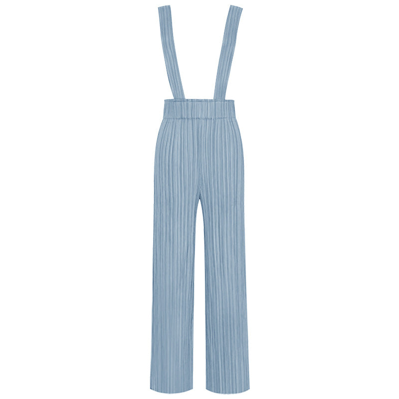 Waist Suspender Pants Drooping Straight-Shaped Trousers Casual Slimming Wide-Leg Pants for Women