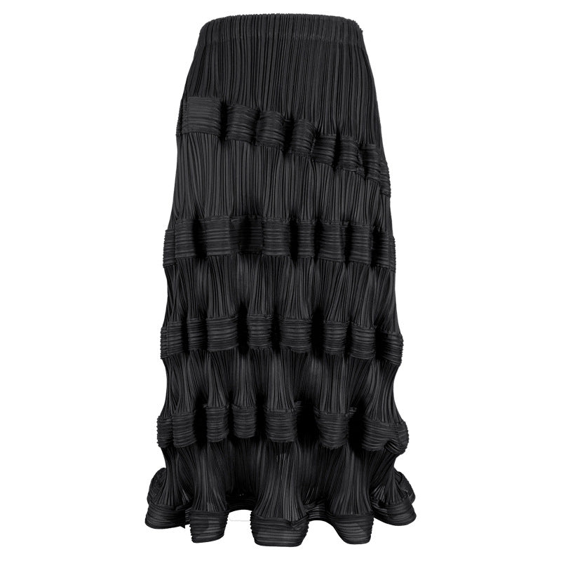 Waist Skirt Loose Wave Cake Slim Fit Slimming Midi Dress Women