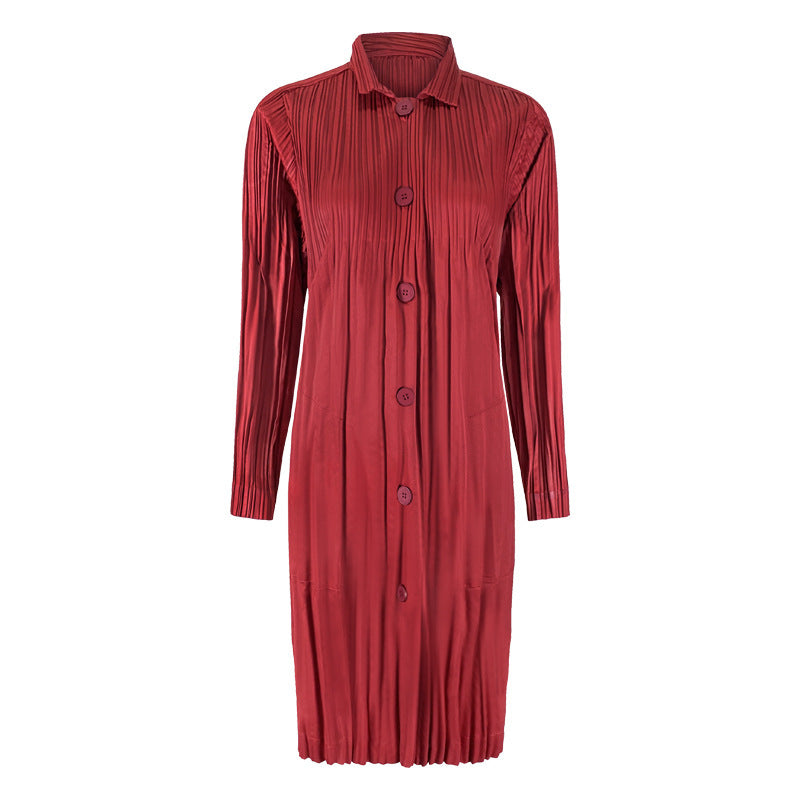 Solid Color Windbreaker Women's Mid-Length Autumn Stitching Loose Waterproof Windbreaker Women's Single-Breasted