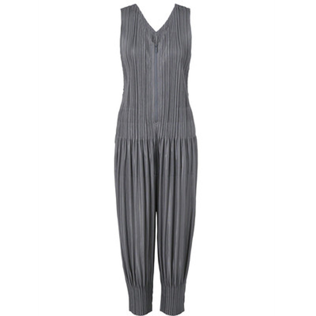 Trendy Light and Comfortable V-neck Wide Pressure Strap Burst Radish Jumpsuit