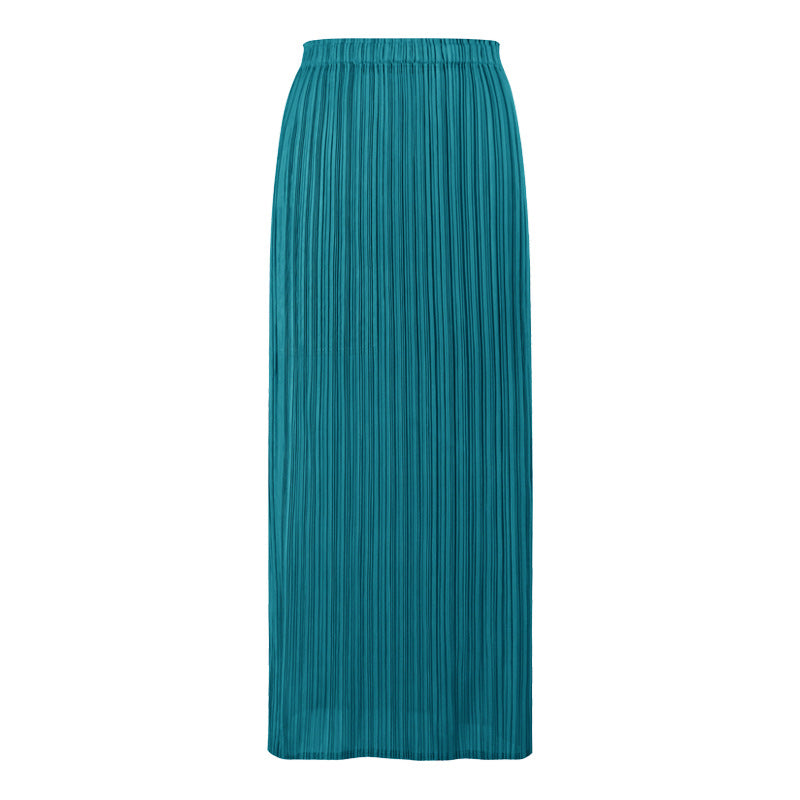 Slim Fit Comfortable Pleated Skirt Skirt Solid Color Straight Skirt