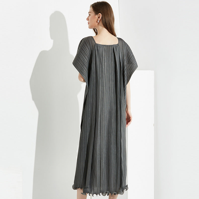 Waist-Tight Slimming Elegant Long Dress Heavy Industry Fake Two-Piece Ribbon Level Sense Dress Female