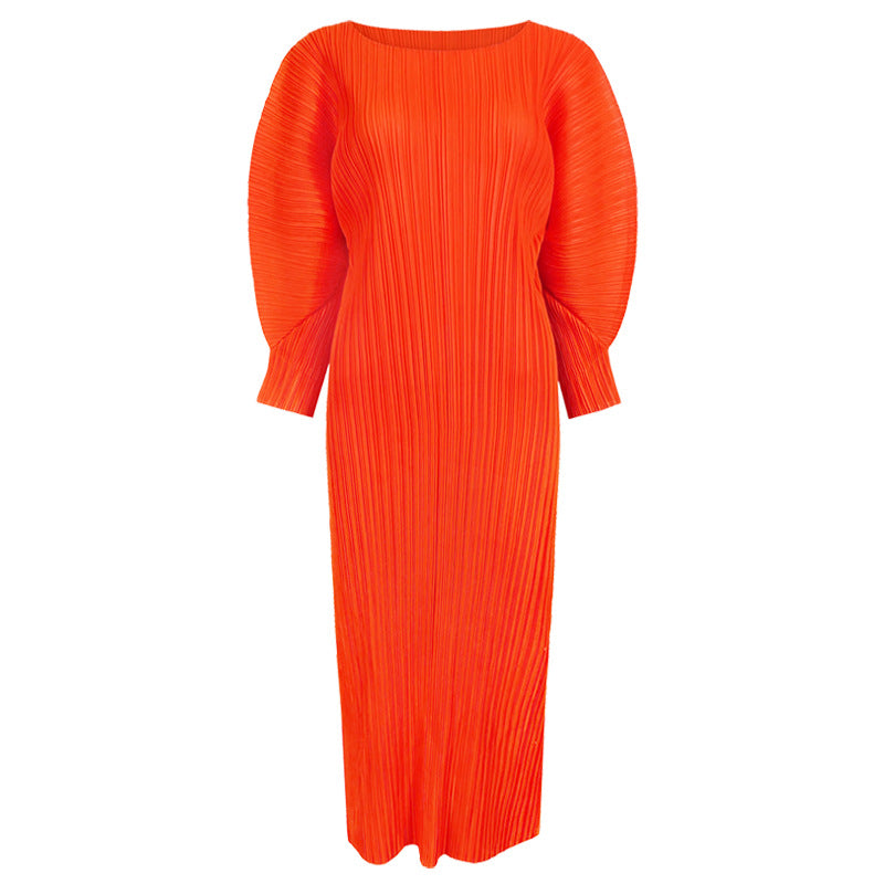 Simple Comfort and Casual Dress Women's Slim Fit Slimming Long Sleeves Mid-Length Skirt A- Line Skirt