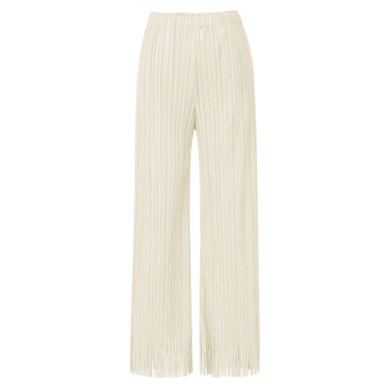 Tassel Pants All-Matching Comfortable Casual Straight Trousers Women