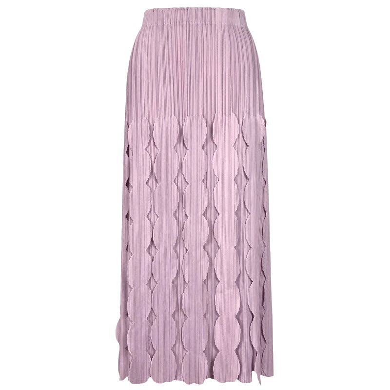 Women's Skirt Pure Color All-Matching Waist Midi Skirt Oversized Pleated Skirt Casual
