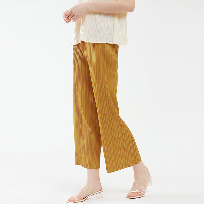 Solid Color Wide-Leg Pants Women's Thin Waist Comfortable Straight-Leg Trousers Women
