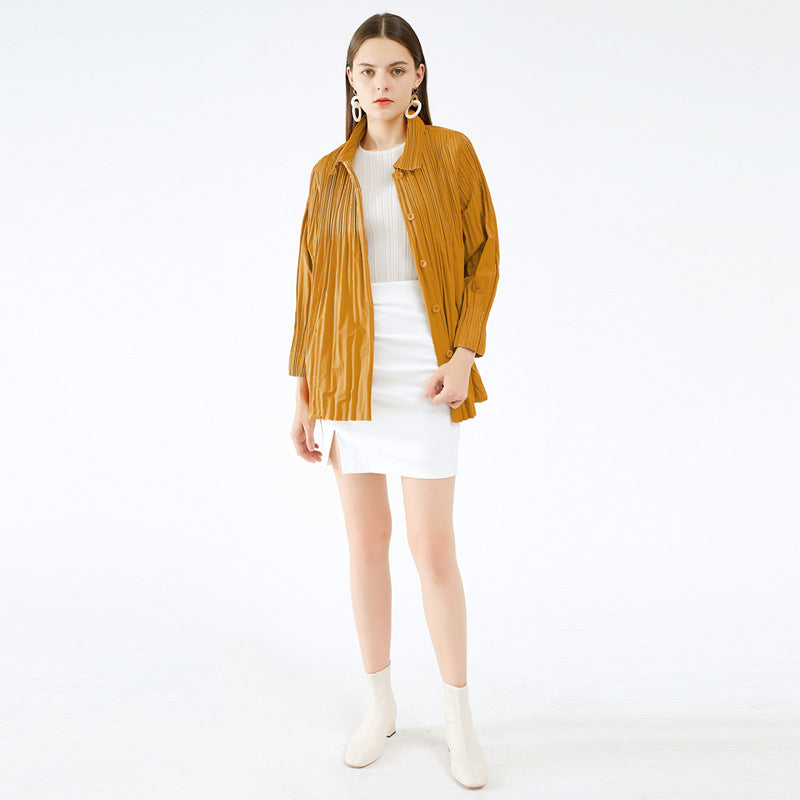 Trench Coat Women's Coat Small Loose Student Short Khaki Solid Color Pleated Coat for Women