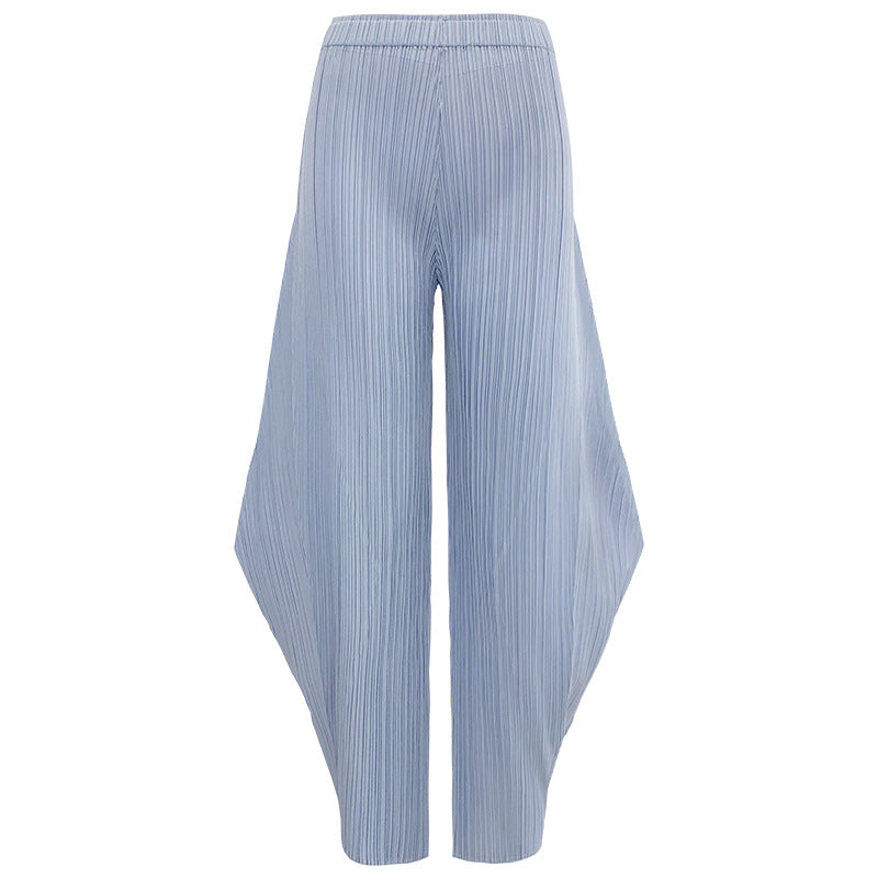 Trendy All-Match Small Solid Color Pleated Loose Women's Casual Tapered Pants