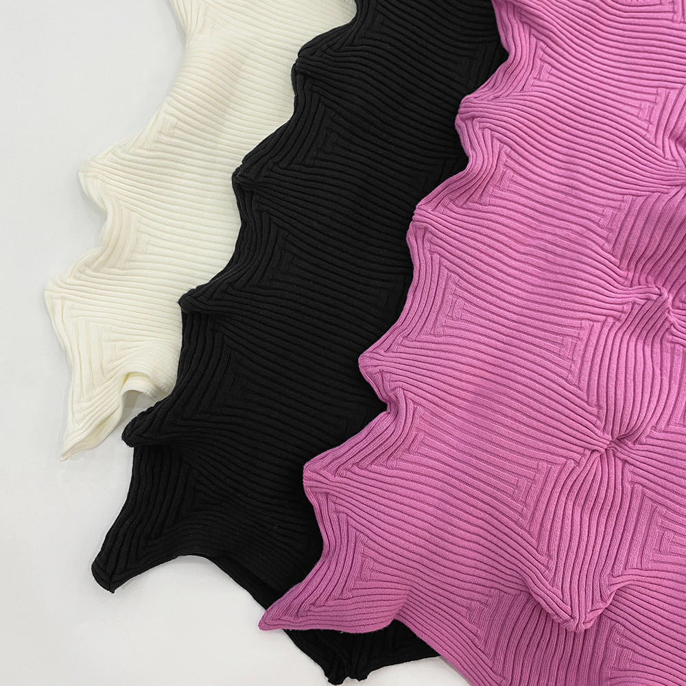 Solid Color Sea Urchin Sleeveless Knitted Dress Tank Dress Waist-Slimming Long Dress