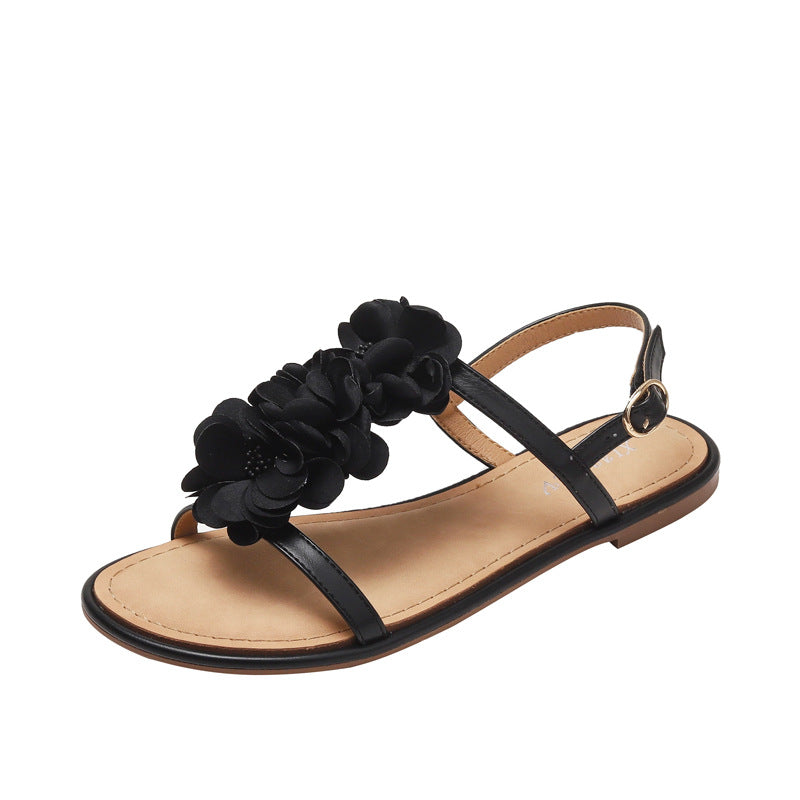Women's Summer Flat Casual Flower Bohemian Sandals Flat Beach Shoes ZD26-2