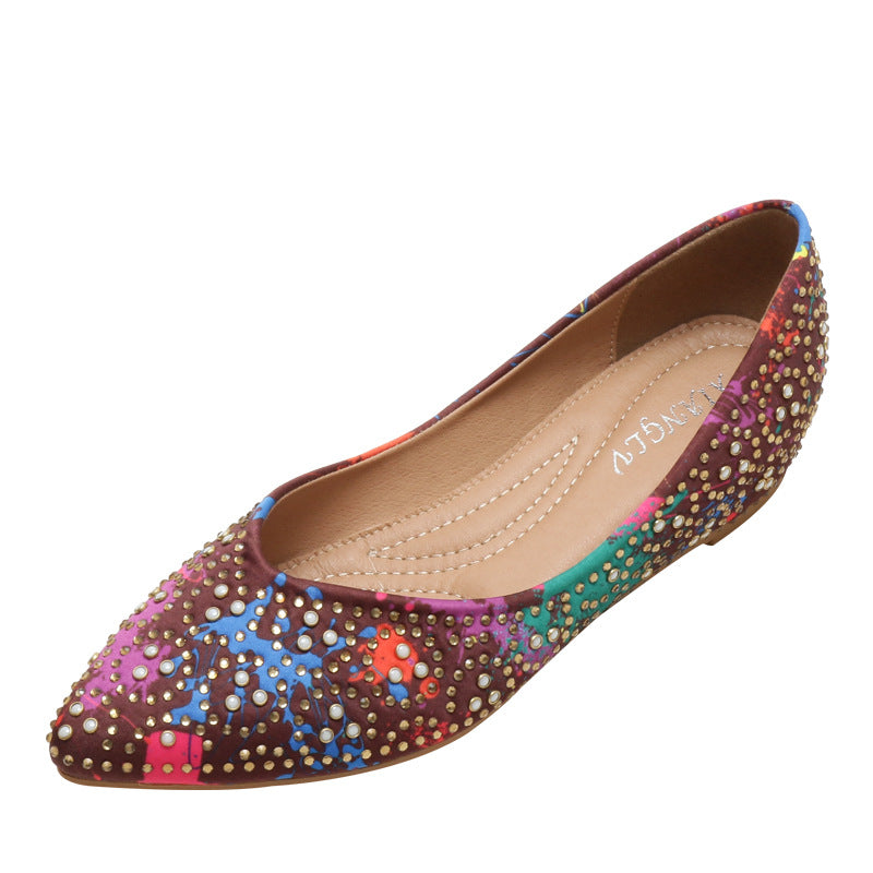 Pumps Pressure Diamond Spring and Summer Korean Style Simple Elegant Shallow Mouth plus One Slip-on Casual Shoes