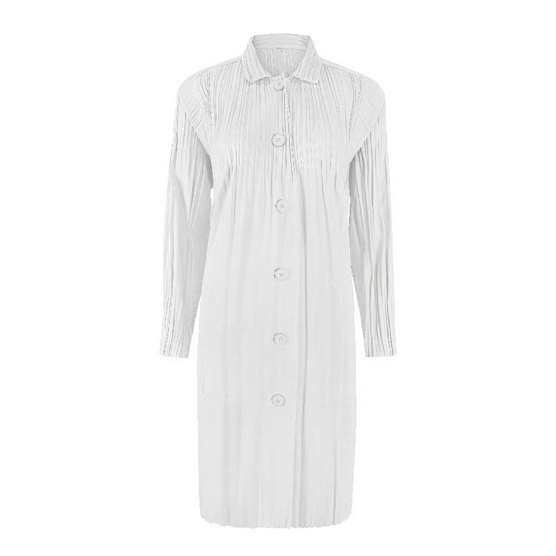 Solid Color Windbreaker Women's Mid-Length Autumn Stitching Loose Waterproof Windbreaker Women's Single-Breasted