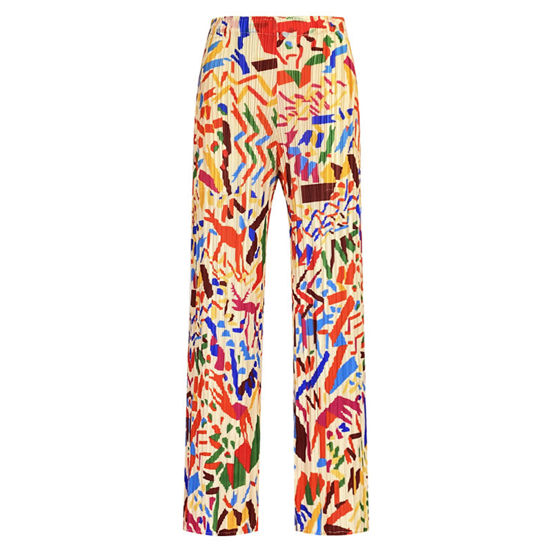 Suit Women Wholesale Printed Long-Sleeved Top Straight-Leg Trousers Two-Piece Set Women