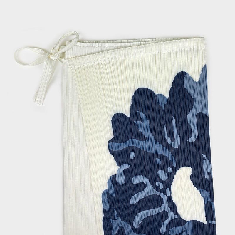 Women's A- line Skirt Mid-Length Lace-up Design Waist Printed Red Flower Skirt