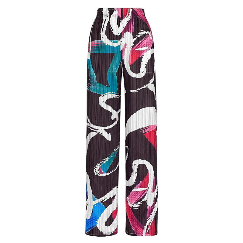 Waist Drooping Straight Pants Printed Casual Slimming Trousers Graffiti Baggy Pants Children
