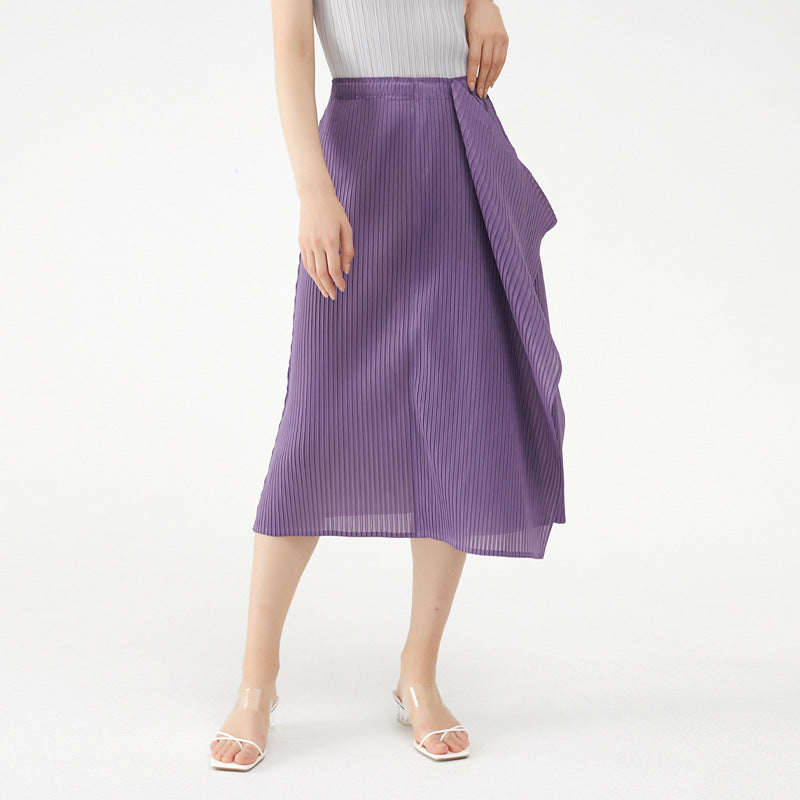 Waist Slit Patchwork Skirt Women's Slimming A- line Midi Dress Women