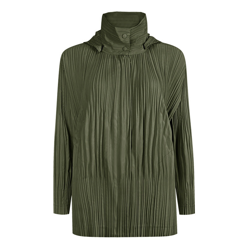 Solid Color Outerwear Shirt Women Detachable Hat Short Hood Windbreaker Casual Short Coat Women