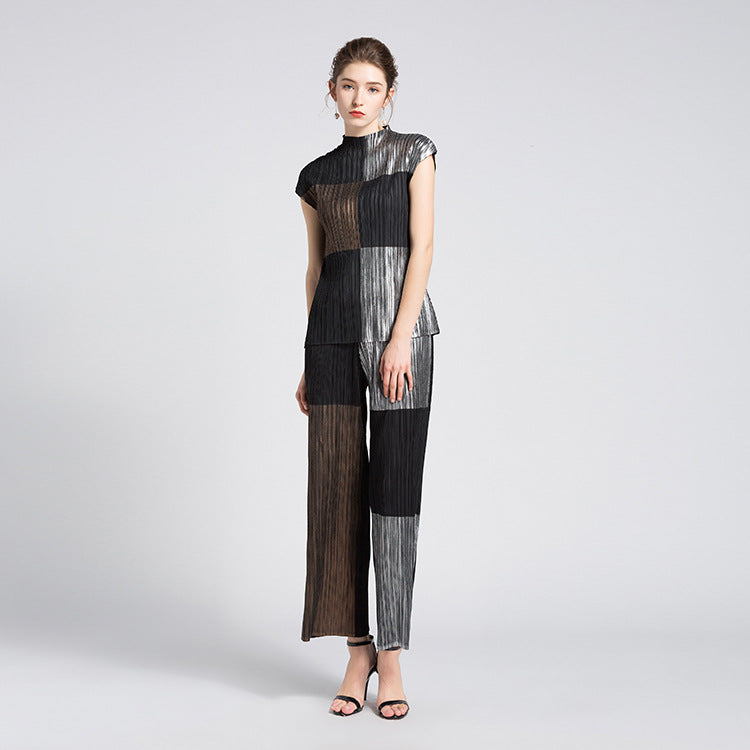 Trendy Pleated Thin Sleeveless Trousers Solid Color Loose Casual Direct Sales