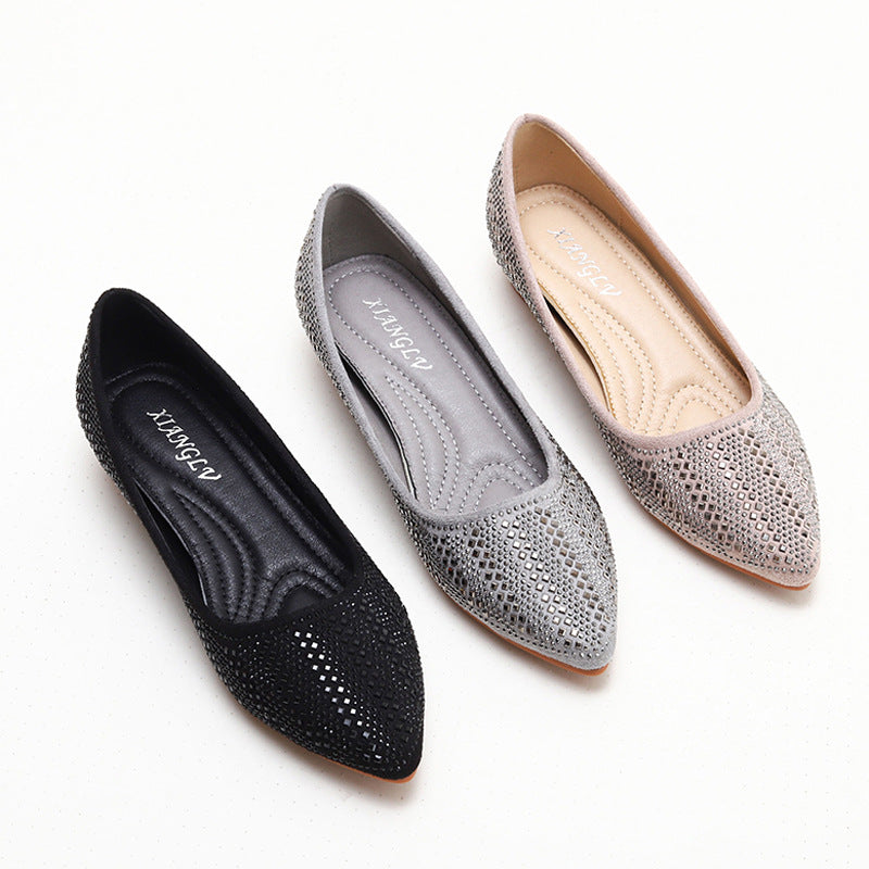 Wedge Shoes Women's Mid Heel Rhinestone Inner Height Increase Women's Shoes Slip-on plus Size Women's Grandma Shoes