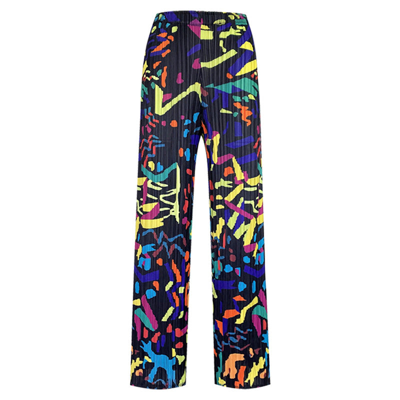 Suit Women Wholesale Printed Long-Sleeved Top Straight-Leg Trousers Two-Piece Set Women