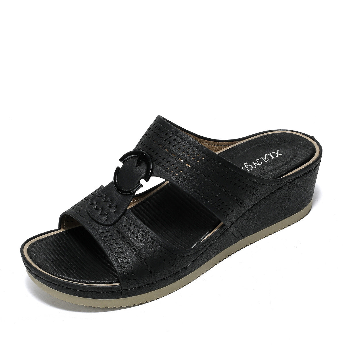 Hollow-out Wear-Resistant Sandals for Women Stitching Adhesive Wedge Platform Slippers for Women