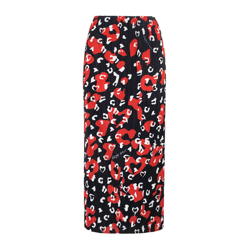 Thick Skirt Printed Waist Mid-Length Elegant Pleated Casual Skirt Women's A- line Skirt Spring
