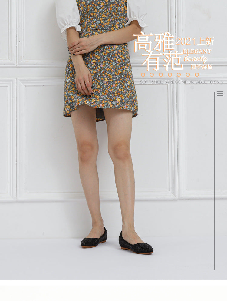 Wedge Shoes Women's Mid Heel Rhinestone Inner Height Increase Women's Shoes Slip-on plus Size Women's Grandma Shoes