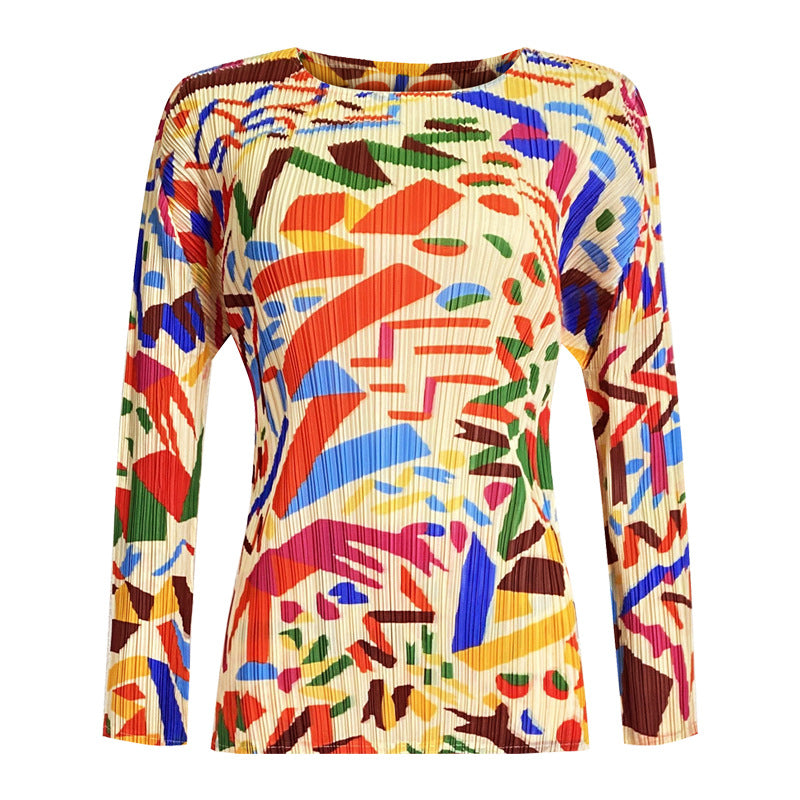 Suit Women Wholesale Printed Long-Sleeved Top Straight-Leg Trousers Two-Piece Set Women