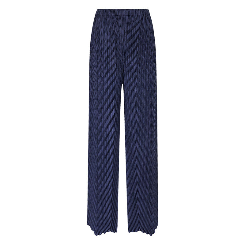 Straight-Leg Pants Women's White Pleated Waist Straight Basic Trousers for Women