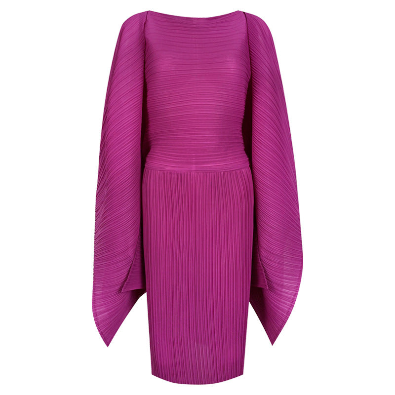 Solid Color and V-neck Dress Women's Middle East Loose Sleeve Midi Dress