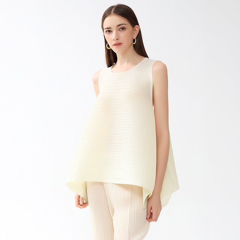 Solid Color Loose round Neck Sleeveless Top Versatile T-shirt