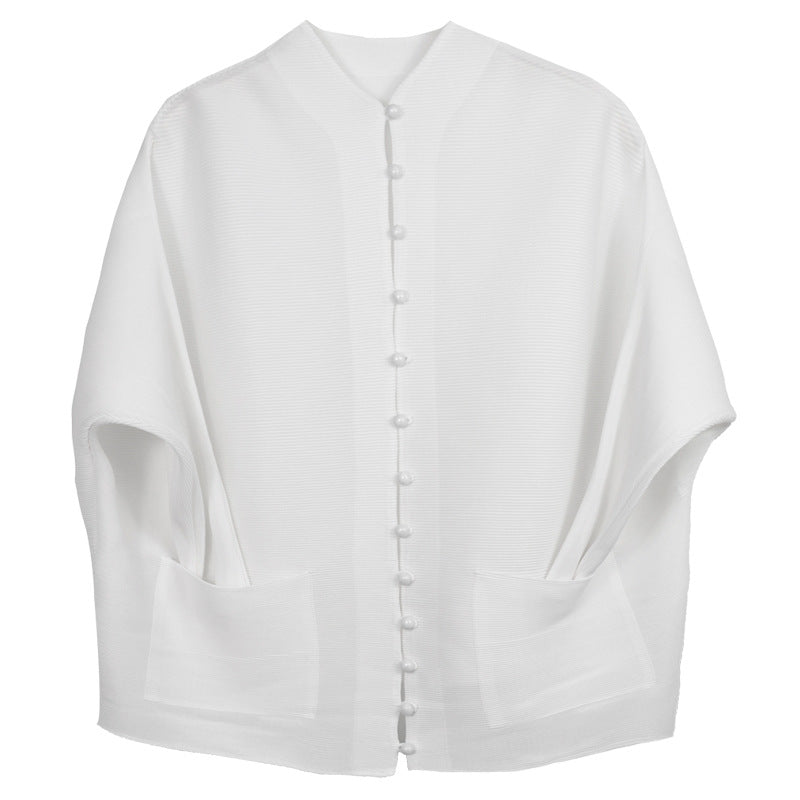 Women's All-Match Solid Color Cardigan Long-Sleeved Shirt Easy Matching Coat Breasted Shirt