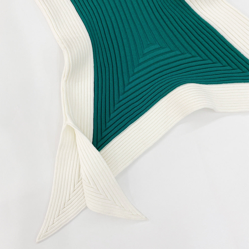 Special-Shaped Sleeveless round Neck Shirt Design Skin-Friendly Sweater Pullover Comfortable T-shirt in Contrast Color