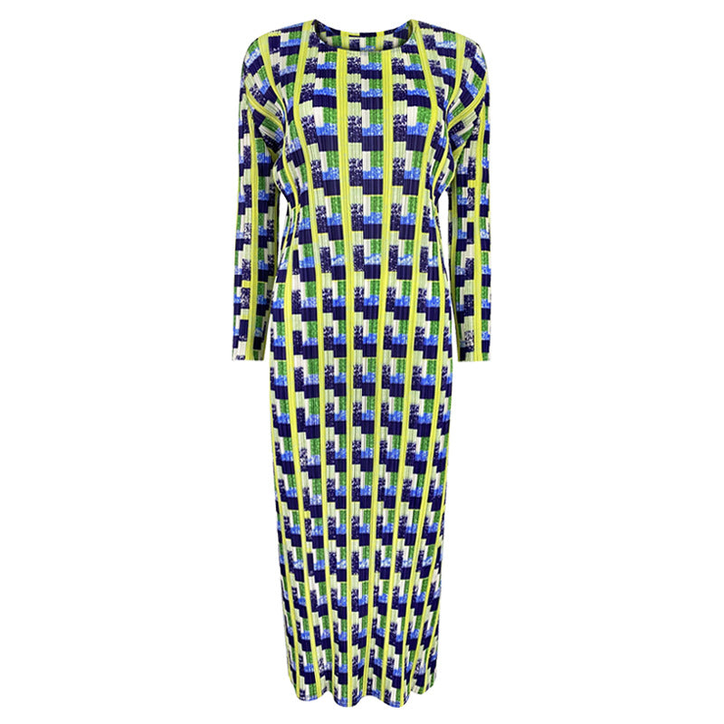 Skirt Niche Houndstooth Printed Long Sleeve Design Sense Dress Women