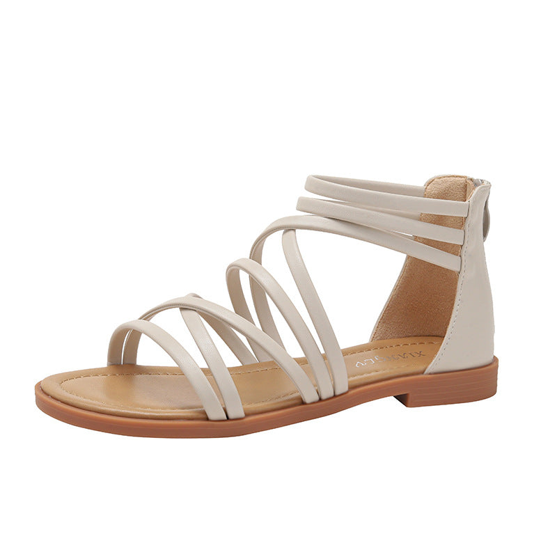 Women's Flat Sandals Women's Fashion Casual Belt