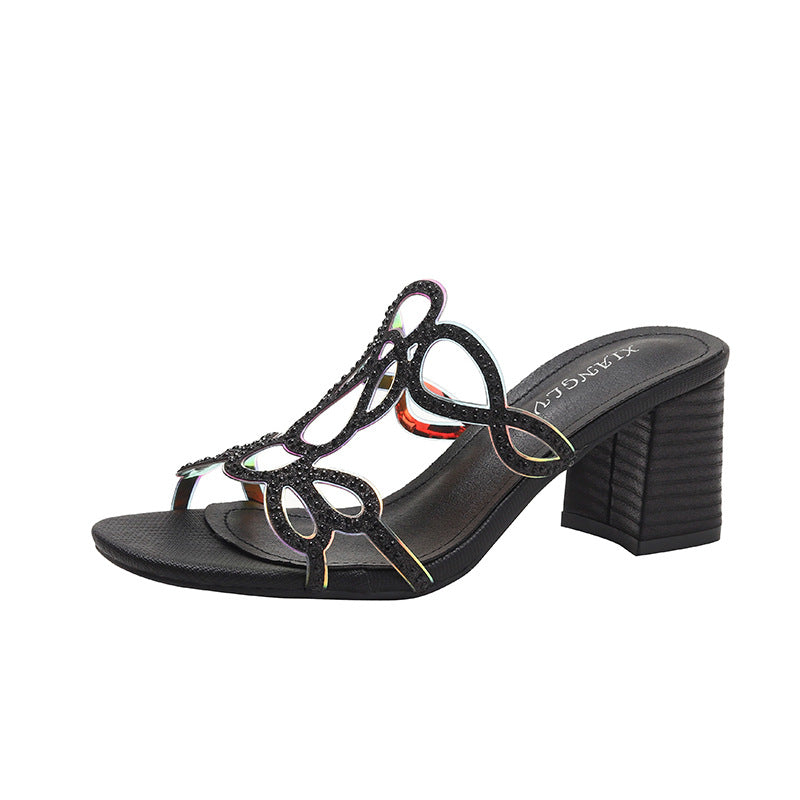 Women's Sandals Casual Retro Rhinestone Roman Shoes