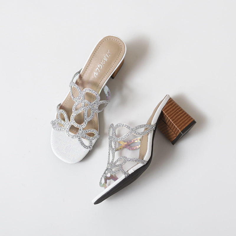 Women's Sandals Casual Retro Rhinestone Roman Shoes