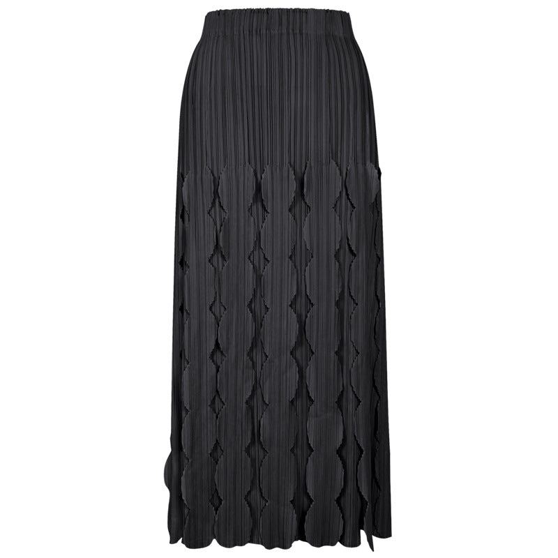 Women's Skirt Pure Color All-Matching Waist Midi Skirt Oversized Pleated Skirt Casual