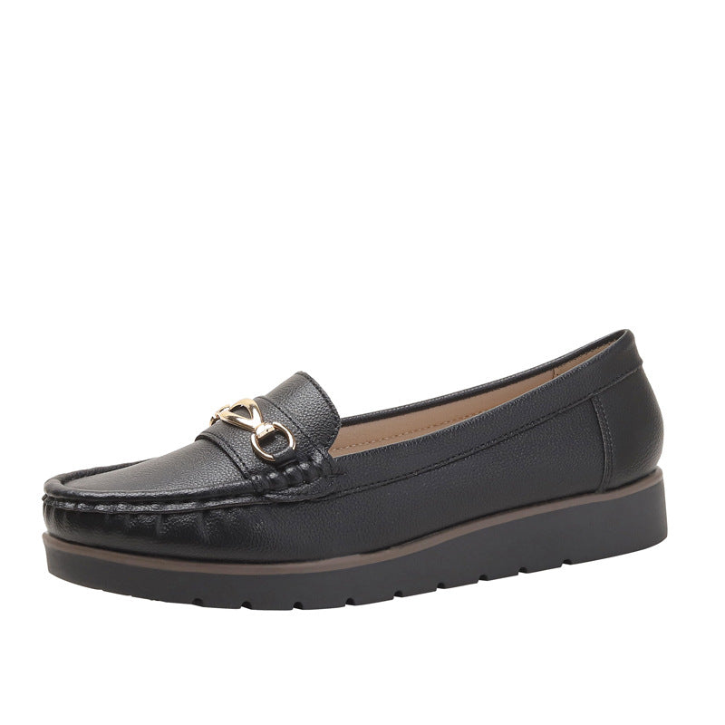 Slip-on Leather Shoe Women's Flat Pumps Career Casual Loafers