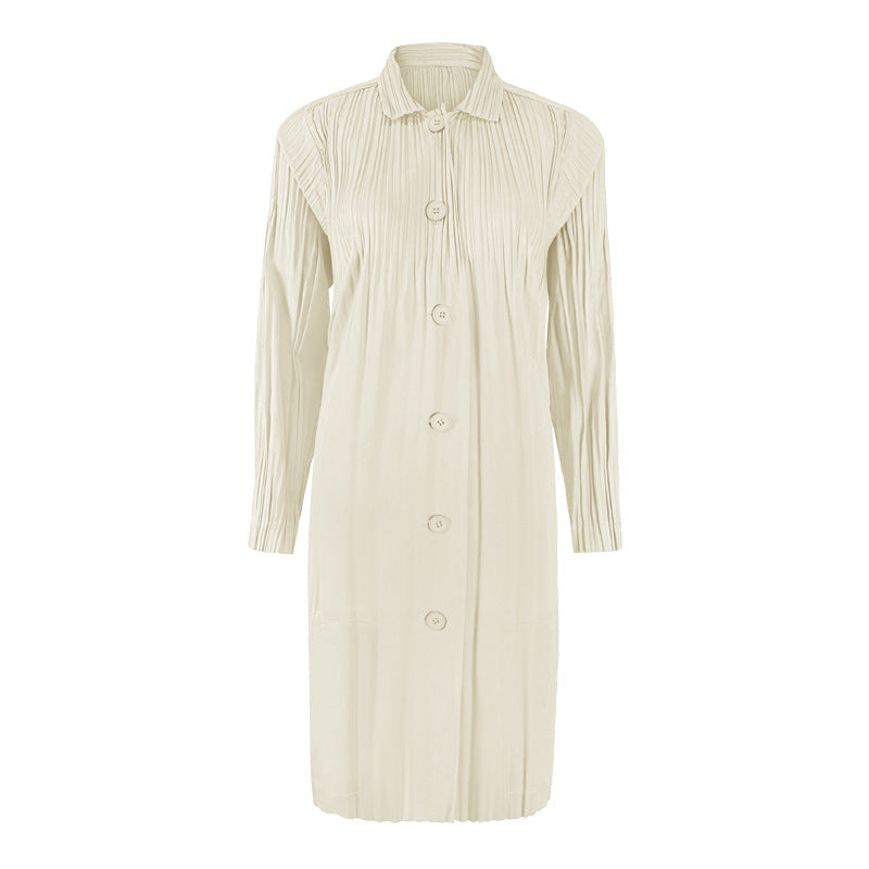 Solid Color Windbreaker Women's Mid-Length Autumn Stitching Loose Waterproof Windbreaker Women's Single-Breasted