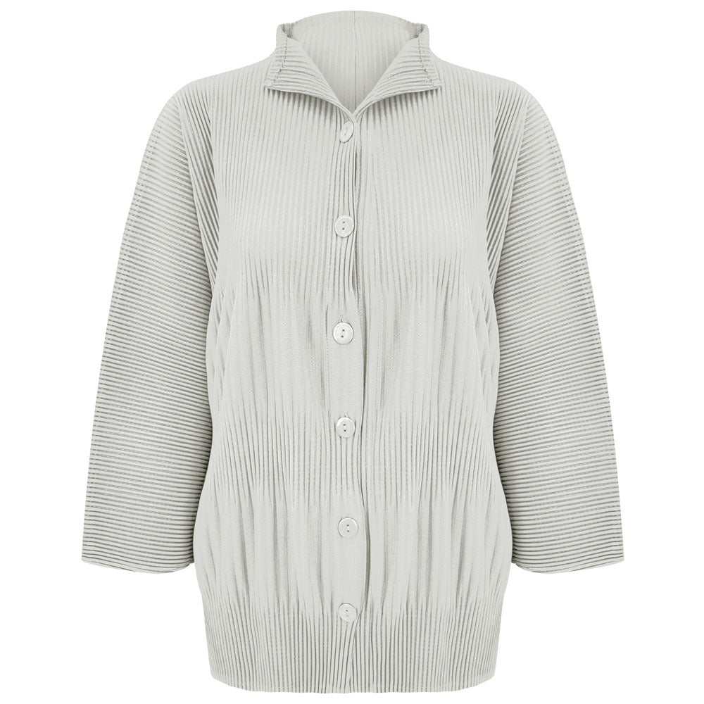 Thickened Single-Breasted Shirt Women's Solid Color Pleated Loose Casual Style Outer Long-Sleeves Top