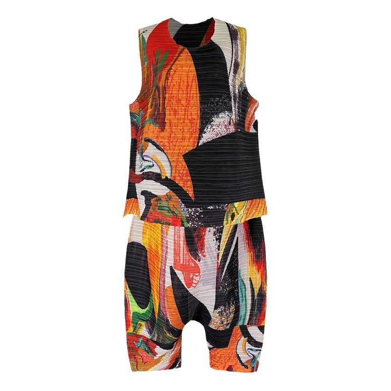 Top and Skirt Two-Piece Set, Pleated Summer Dress Women