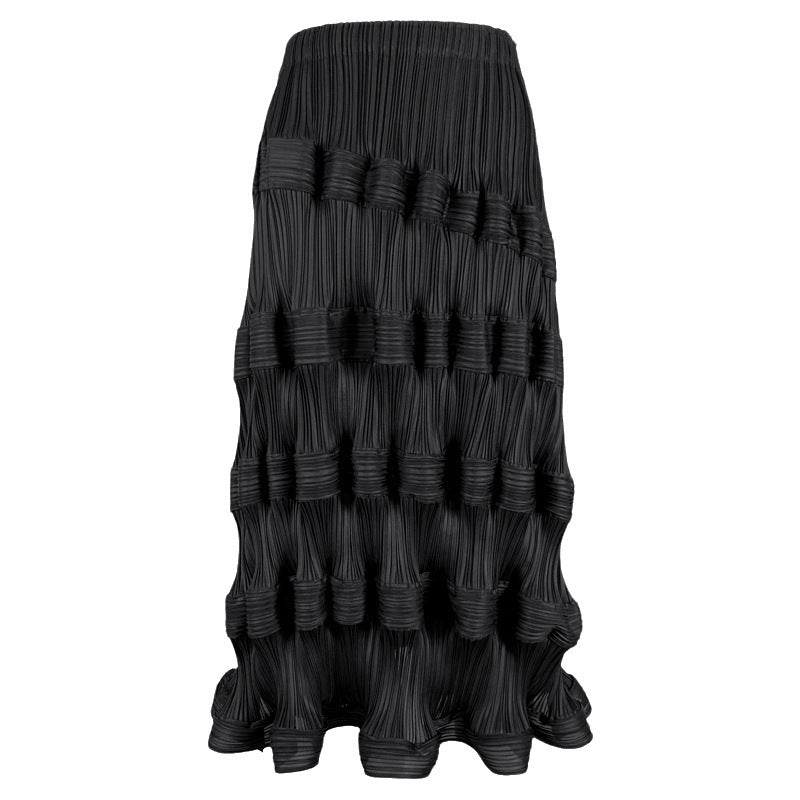 Waist Skirt Loose Wave Cake Slim Fit Slimming Midi Dress Women