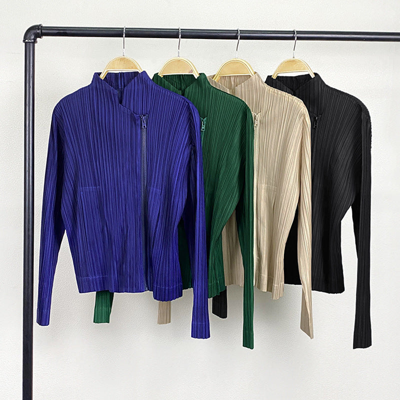 Special-Interest Design Short Coat Loose Slim Top Women's Zipper Style