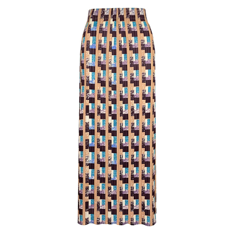 Split Houndstooth Midi Dress A- line Skirt Women's Summer