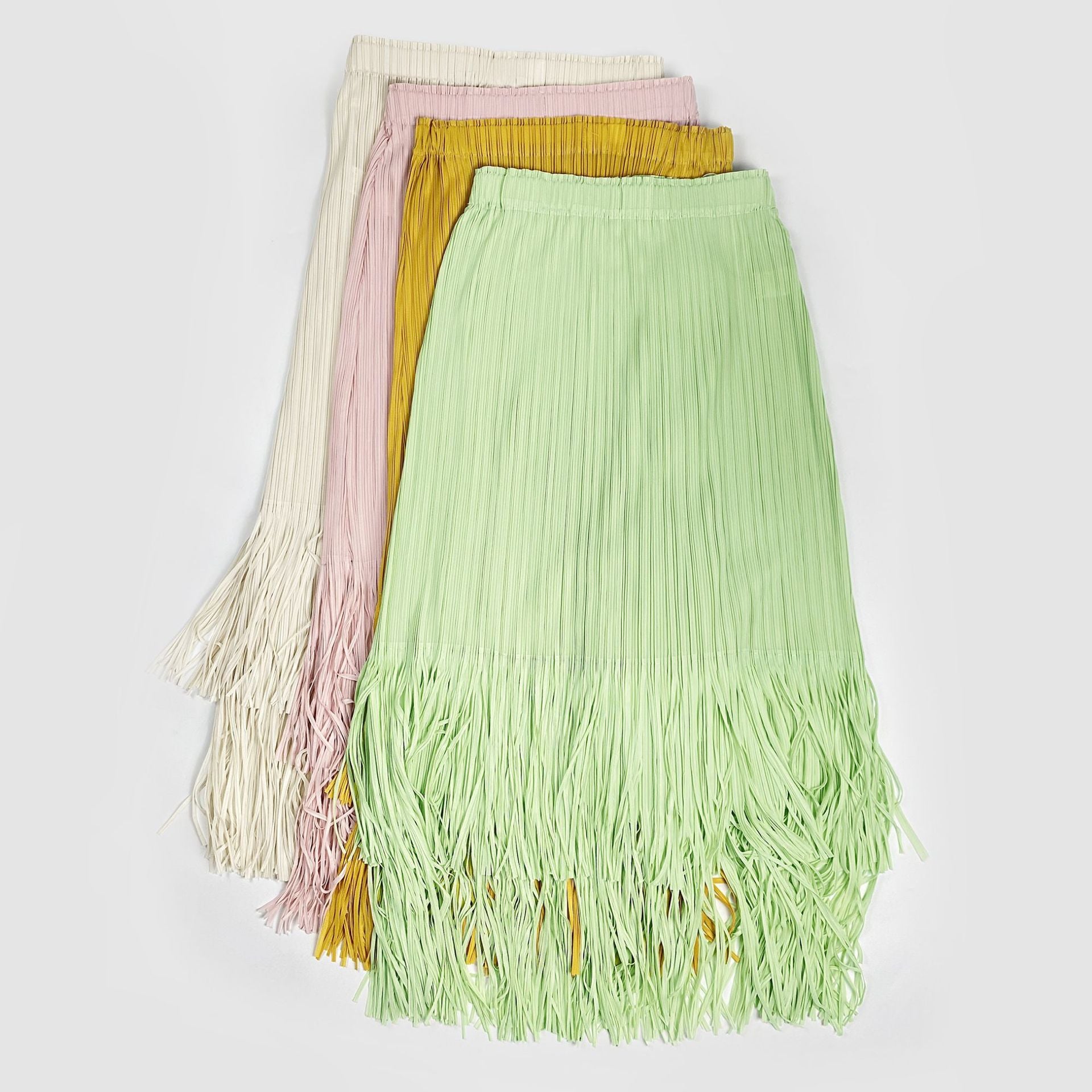 Tassel A- line Skirt Mid-Length Commuter Design Sense Niche Waist Skirt Women