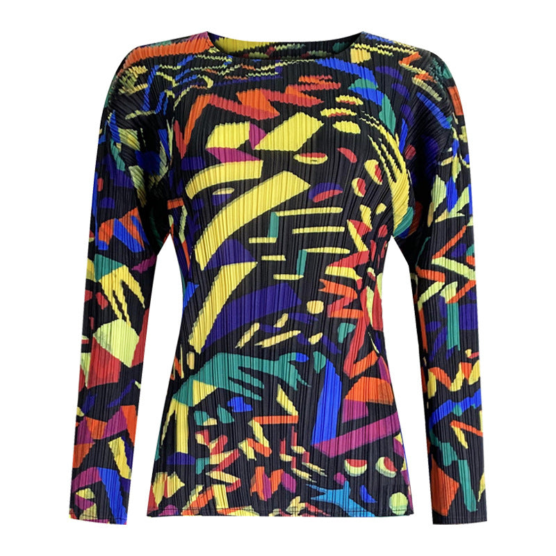 Suit Women Wholesale Printed Long-Sleeved Top Straight-Leg Trousers Two-Piece Set Women