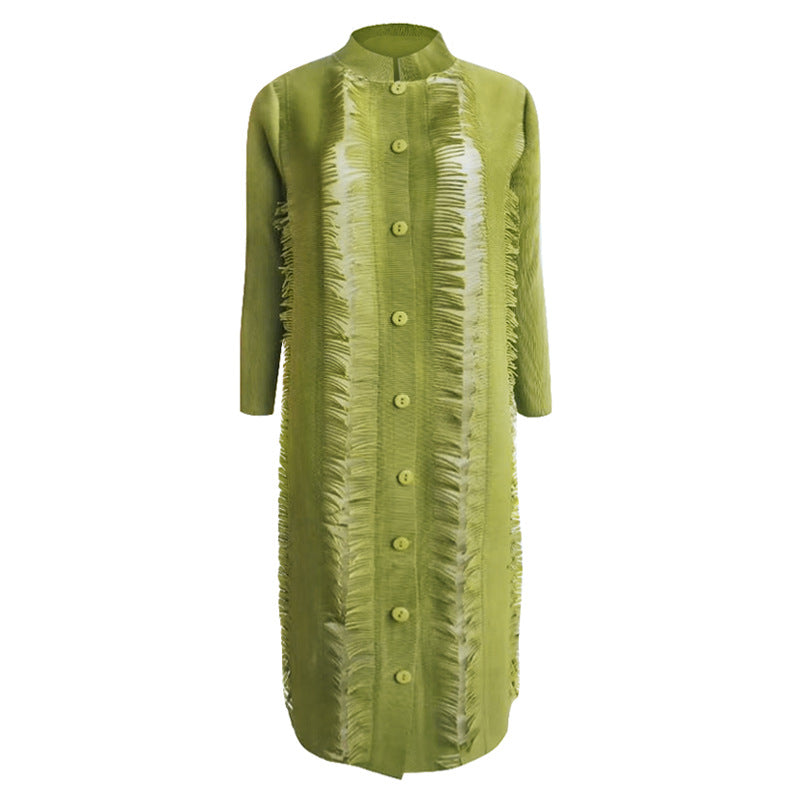 Simple Stand Collar Single-Breasted Elegant Dress Slim Slimming Pleated Women's Pleated Skirt